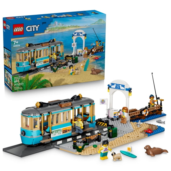 LEGO City Classic Beach Streetcar - Building Toy for Boys & Girls, Ages 7+ - Includes 5 Minifigures & Animal Figures - Gift Idea for Birthdays - 60506