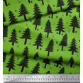 thumbnail image 2 of Soimoi Green polyester Crepe Fabric Snow & Cedar Tree Print Sewing Fabric Yard 52 Inch Wide, 2 of 5
