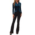 thumbnail image 2 of INSPIRE CHIC Blazer en Velours à Manches Longues avec Col Cranté pour Femmes TP Bleu Paon, 2 of 6