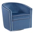 thumbnail image 1 of Keely Blue Velvet with Contrasting Cream Welt Barrel Swivel Chair, 1 of 7