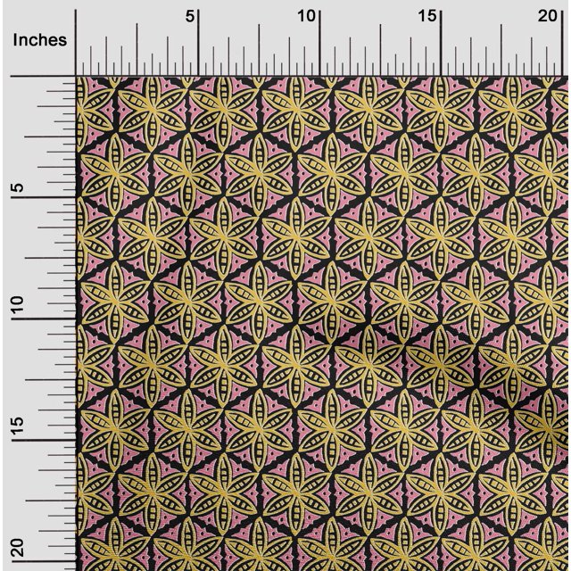 oneOone Cotton Poplin Fabric Floral Block Print Sewing Fabric BTY 42 Inch Wide