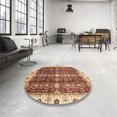 thumbnail image 3 of Ahgly Company Tapis d'Intérieur Carrés Abstraits Rouges Orientaux, 6 Pieds Carré, 3 of 6