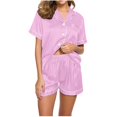 thumbnail image 1 of Yuyuzo Pajama Sets for Women 2 Piece Short Sleeve Button down Shirts Lounge Sets Color Block Soft Pj Sets, 1 of 4