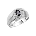 thumbnail image 3 of RYLOS Mens Rings Sterling Silver Ring 6X4MM Oval Shape Gemstone & Diamond Ring Onyx October Birthstone Rings For Man Silver Rings, Size 10, 3 of 7
