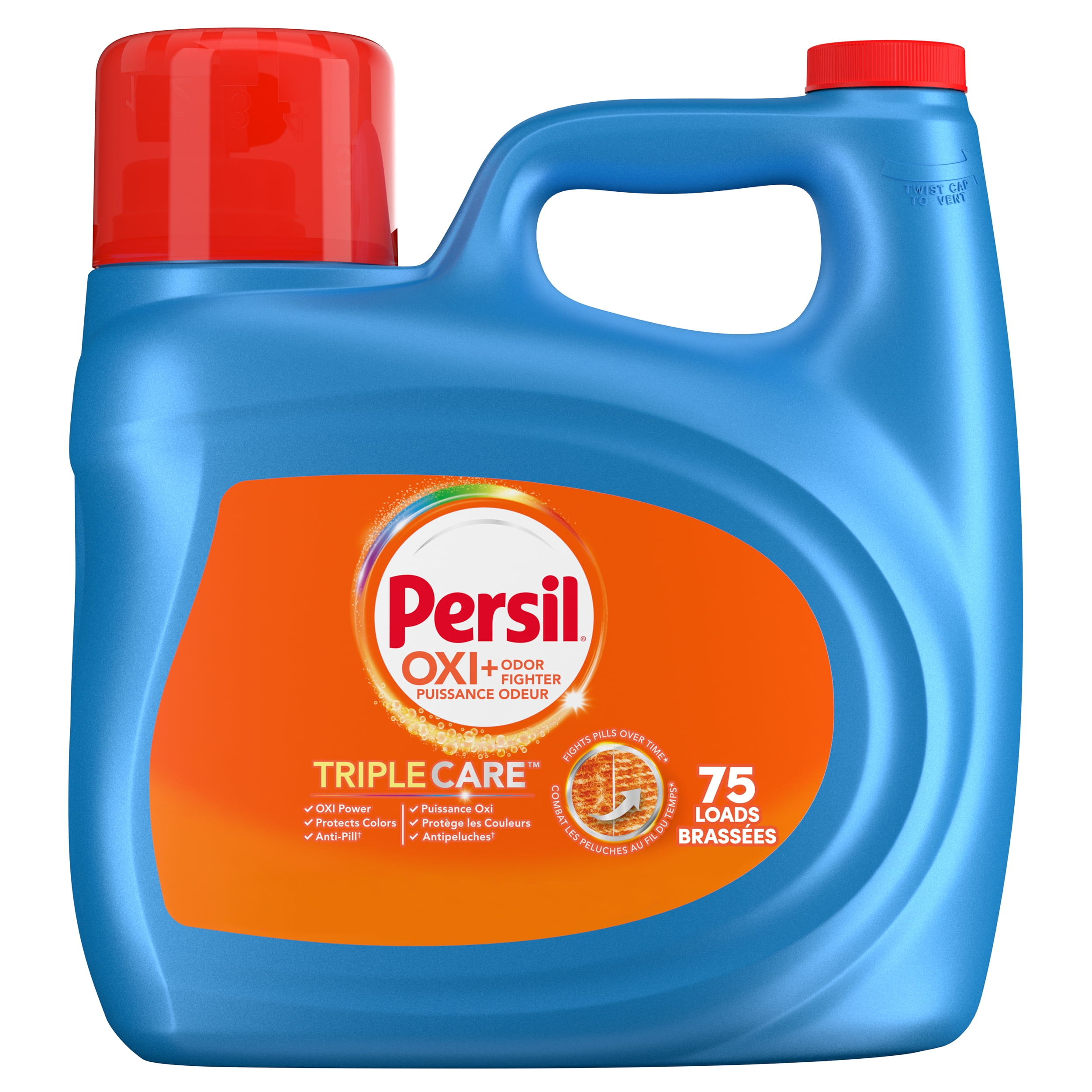 Persil Advanced Clean with Oxi + Odour Power, Liquid Laundry Detergent, Stain Fighting Enzymes, Odour Eliminating Technology, 3.72L, 75 Wash Loads, HE Compatible, 1 bottle