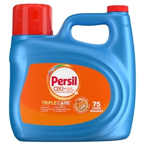 Persil Advanced Clean with Oxi + Odour Power, Liquid Laundry Detergent, Stain Fighting Enzymes, Odour Eliminating Technology, 3.72L, 75 Wash Loads, HE Compatible, 1 bottle