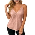 thumbnail image 1 of Plus Size Tank Tops for Women Loose Fit V-Neck Spaghetti Strap Sequin Ruched Waist Solid Top with Stretchy Lining, 1 of 7