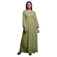 thumbnail image 1 of Bimba Robe Maxi à Manches Longues pour Femmes en Georgette Mousse Imprimée de Feuilles et de Renoncules à Taille Élastique - Medium, 1 of 5