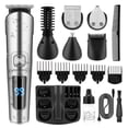 thumbnail image 1 of 6-IN-1 Men's Hair Clipper Set Electric Body Hair Trimmer Beard Shaver Nose Trimmer Haircut Kit Engraving Cutter Guide Combs Fully Washable USB Rechargeable, 1 of 6