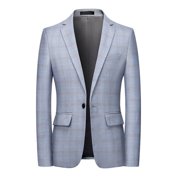 Pisexur Mens Blazer Jacket Long Sleeve Formal Dress Business Blazers Fashion One Button Sports Coat for Men Casual Plaid Suit Jackets for Men Slim Fit Plus Size Blazer with Pockets 2XL-6XL
