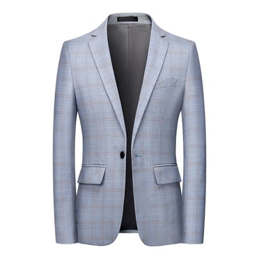 Pisexur Mens Blazer Jacket Long Sleeve Formal Dress Business Blazers Fashion One Button Sports Coat for Men Casual Plaid Suit Jackets for Men Slim Fit Plus Size Blazer with Pockets 2XL-6XL