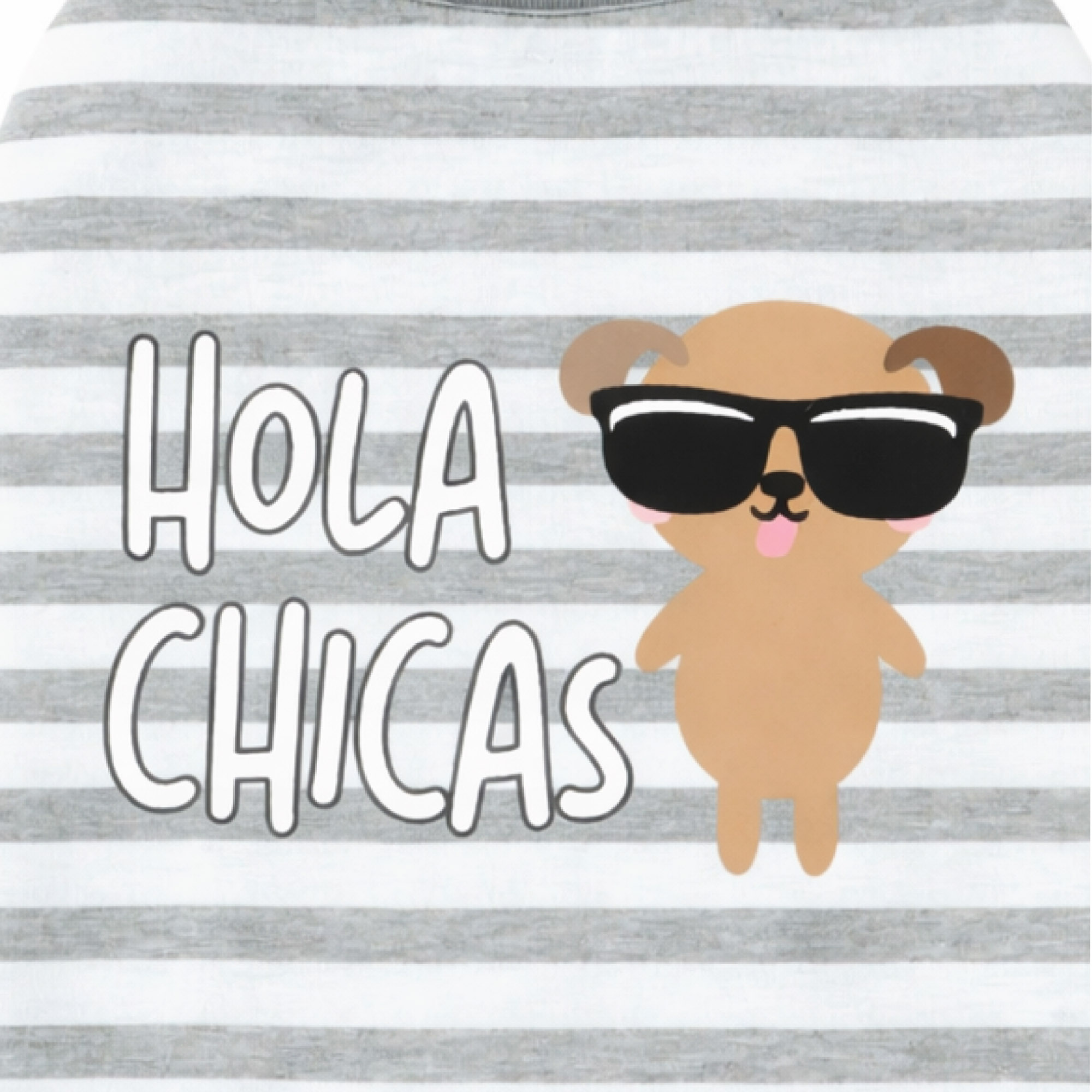 One Paw T-shirt pour chien, Hola Chicas Stripe, léger, gris