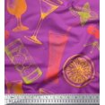 thumbnail image 1 of Soimoi Purple Moss Georgette Fabric Lemon Slice & Soft Drinks Summer Designs Print Fabric by Yard 42 Inch Wide, 1 of 3