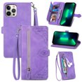 thumbnail image 3 of Case for iPhone 12/12 Pro Zipper Wallet Cover Lanyard Crossbody Neck Strap, 3 of 5