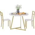thumbnail image 1 of Amenitlif Dining Table Set for 2, Round Kitchen Table and Chairs for 2, Modern Dining Room Table Set with 2 Metal and Wood Chairs, Kitchen Table Set for Small Space, Apartment, 1 of 10