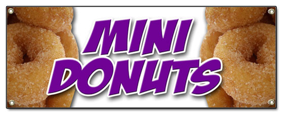 Mini Bannière Beignes 72 Pouces Beignet Pâte Frite Sucre Chocolat Mini Beignet en Poudre Cannelle Beignets Minatures Panneaux