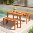 thumbnail image 4 of Costway 48 Inches Outdoor Dining Table for 4-6 People with Slatted Tabletop for Lawn Garden, 4 of 8