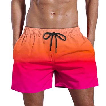 Pisexur Shorts Men's Shorts Men Casual Fashion Gradient Shorts With Pockets Elastic Waist Beach Pants Mens Athletic Shorts