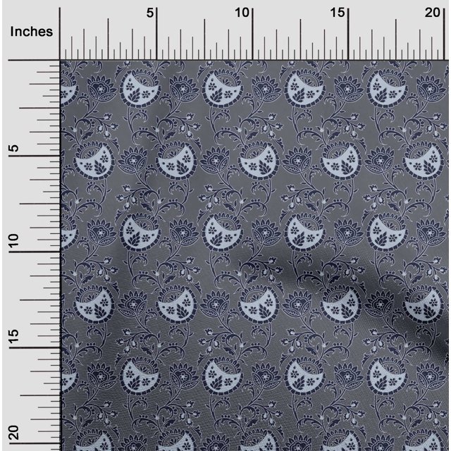 oneOone Cotton Silk Fabric Leaves & Floral Block Print Fabric BTY 42 Inch Wide