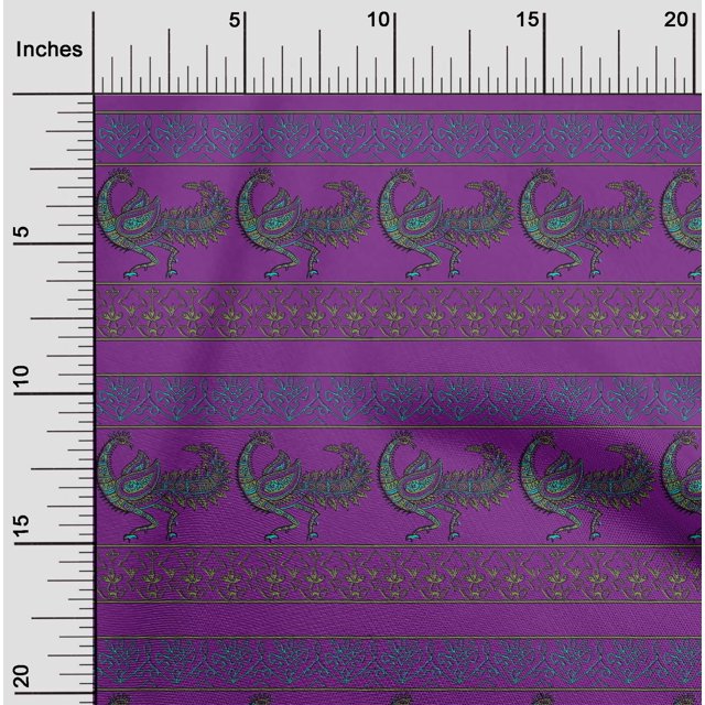 oneOone Georgette Viscose Fabric Floral & Peacock Block Fabric Prints By Yard 42 Inch Wide