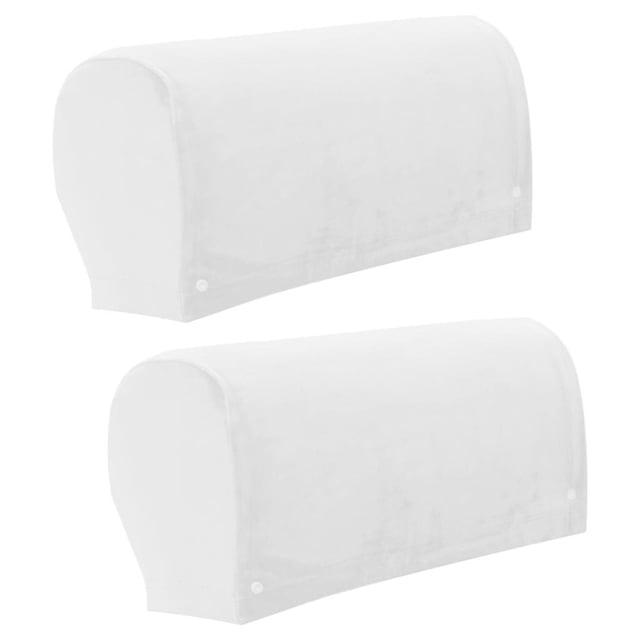 Velvet Sofa Armrest Covers Arm Covers Solid Chairs Couch Slipcovers with Pins Slip Removable - white