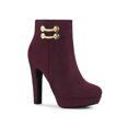 thumbnail image 1 of Unique Bargains Bottines à Talon Bloc Haut pour Femmes à Bout Rond avec Fermeture Éclair Latérale, 1 of 8