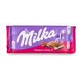 thumbnail image 1 of Milka Alpine Milk Chocolate Raspberry Creme Filled Chocolate Bar, 100 g, 1 of 5