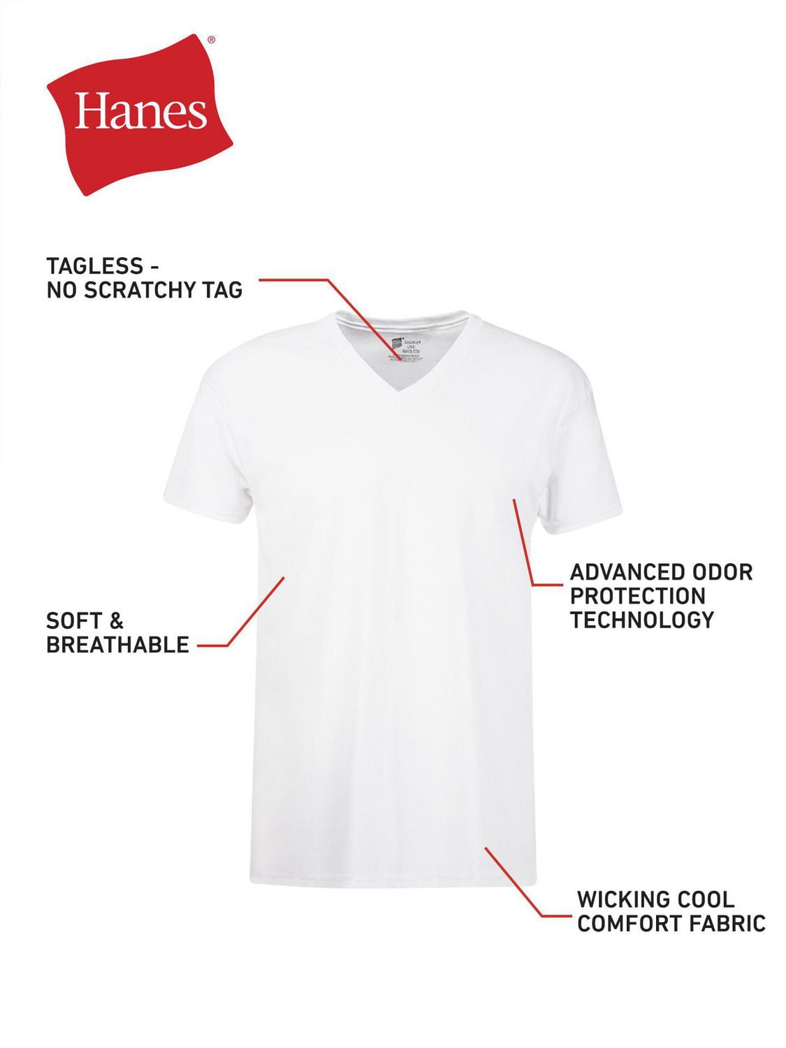 T-shirts Col V Sans Etiquette pour Hommes Hanes - ComfortSoft