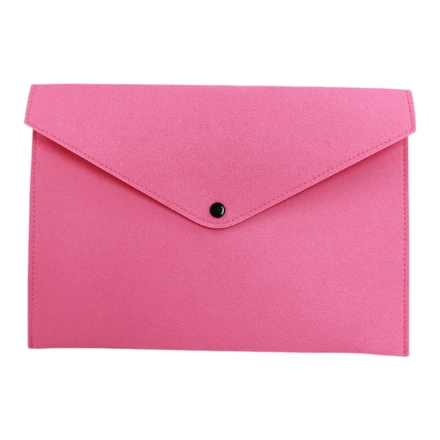 ZTTD Felt File Folder, Durable Briefcase, Document Bag, Paper File Folders, Portfolio Case, Letter Envelope, Handbag Button Closure, for Office Home S-chool Stationery (Z06-Pink)