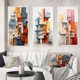 thumbnail image 1 of Designart "Constructed Horizons in Constructivism II" Abstract Framed Wall Art Set Of 3 - Orange Constructivism Frame Canvas Set For Living Room Decor, 1 of 6