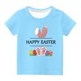 thumbnail image 1 of Penkiiy T-Shirts de Pâques pour Enfants Garçons Filles Mode Mignon Oreilles de Lapin de Pâques Œufs de Pâques Imprimé Col Rond Manches Courtes 4 Ans Bleu, 1 of 4