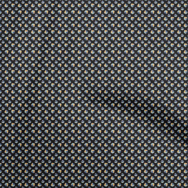 oneOone Cotton Poplin Black Fabric Asian Retro Floral Sewing Craft Projects Fabric Prints By Yard 42 Inch Wide