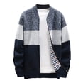 thumbnail image 1 of Mikilon Cardigan Tricoté à Fermeture Éclair pour Hommes, Chandail Épais à Col Montant, Doublé en Molleton, Chaud, 1 of 5