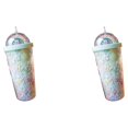 thumbnail image 3 of Maytalsory Straw Lid Cup Convenient Sipping Easy To Carry For Everyday Plastic Innovative Rainbow Water Bottle Drinking Cup light green 550ml 2Set, 3 of 6