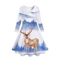 thumbnail image 1 of WEAIXIMIUNG Robe Jupe Plissée Mini Enfants Filles Tout-Petits Sapins de Noël Imprimé Cerf Robe de Fête à Manches Longues, 1 of 3