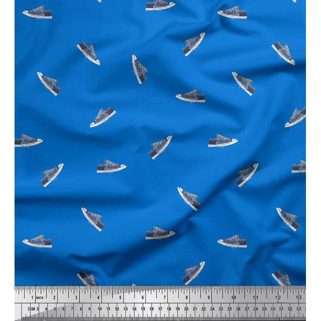 Soimoi Polyester Crepe Fabric Shoes Men Printed Craft Fabric by The Yard 52 Inch Wide