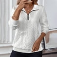 thumbnail image 2 of Timegard Hauts pour Femmes Col en V à Revers Fermeture Éclair Manches Longues Tunique Décontractée Confortable Texture Chandail, 2 of 6