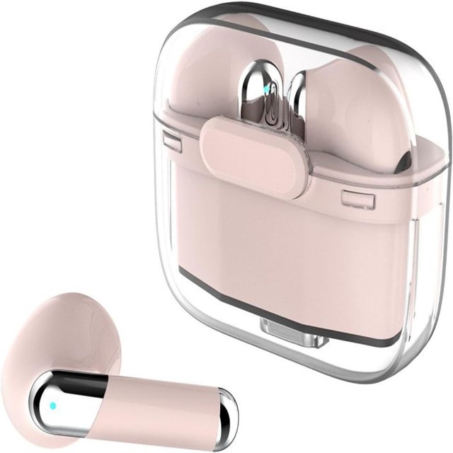 CUITING Real Time Language Translator Earbuds Bluetooth 5.3 Denoise Translator Earphones Support 144 Languages with APP in Transparent Case for Smart Phone White