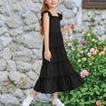 thumbnail image 4 of Diufon Girls Maxi Dress Summer Casual Cap Sleeve A Line Sundress Ruffle Hem Flowy Dress for Tween 3-13 Years, 4 of 6