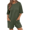 thumbnail image 1 of AherBiu Women's Casual Short Sleeve Backless Romper, Medium, 1 of 7