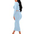 thumbnail image 3 of FAIWAD Ensemble 2 Pcs pour Femme en Tricot Côtelé Robe Haut Court à Manches Longues et Jupe Midi Ensemble Ajusté Extensible, 3 of 6