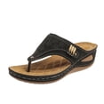 thumbnail image 3 of Orthopedic Wedge Slides Sandals for Women Wide Width Comfortable Leather Arch Support Walking Flip Flops, 3 of 4