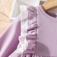 thumbnail image 4 of LUOGENLI Dress Toddler Girls Dress Winter Long Sleeve Ruffles Ribbed Lace Solid Color Princess Dress Maxi Dress for Girls Summer White Purple 12-18 Months, 4 of 5