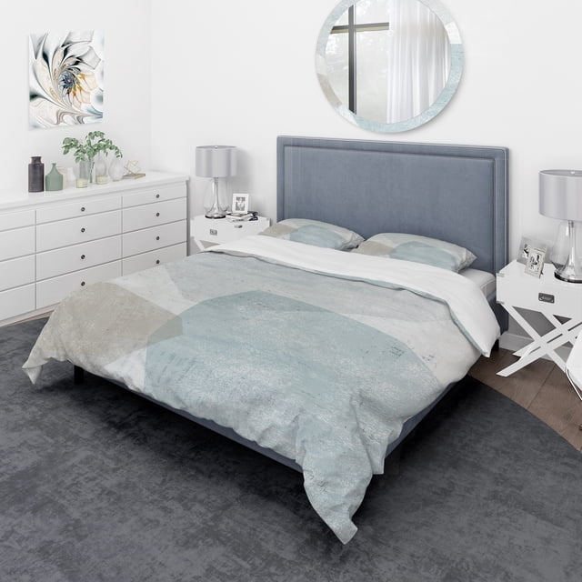 Designart 'Grey and White Collage II' Geometric Bedding Set - Duvet Cover & Shams