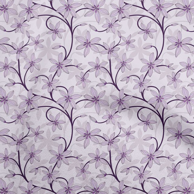 oneOone Tissu en Velours Violet Floral Rétro pour Robe Tissu Imprimé au Mètre 58 Pouces de Large