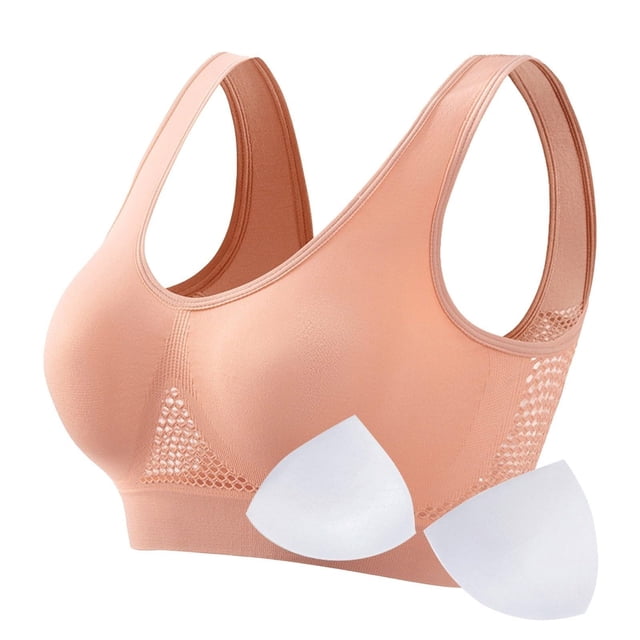 No Underwire Wireless Bra Clearance 3PC Wireless Bras for Women No Underwire Comfort Seamless Supportive Bra Push up Bralettes with Removable Pads Plus Size Bras Pinky