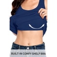 thumbnail image 3 of Charmo Women's Ribbed Long Tank Tops Racerback Undershirts with Shelf Bra, 3 of 6