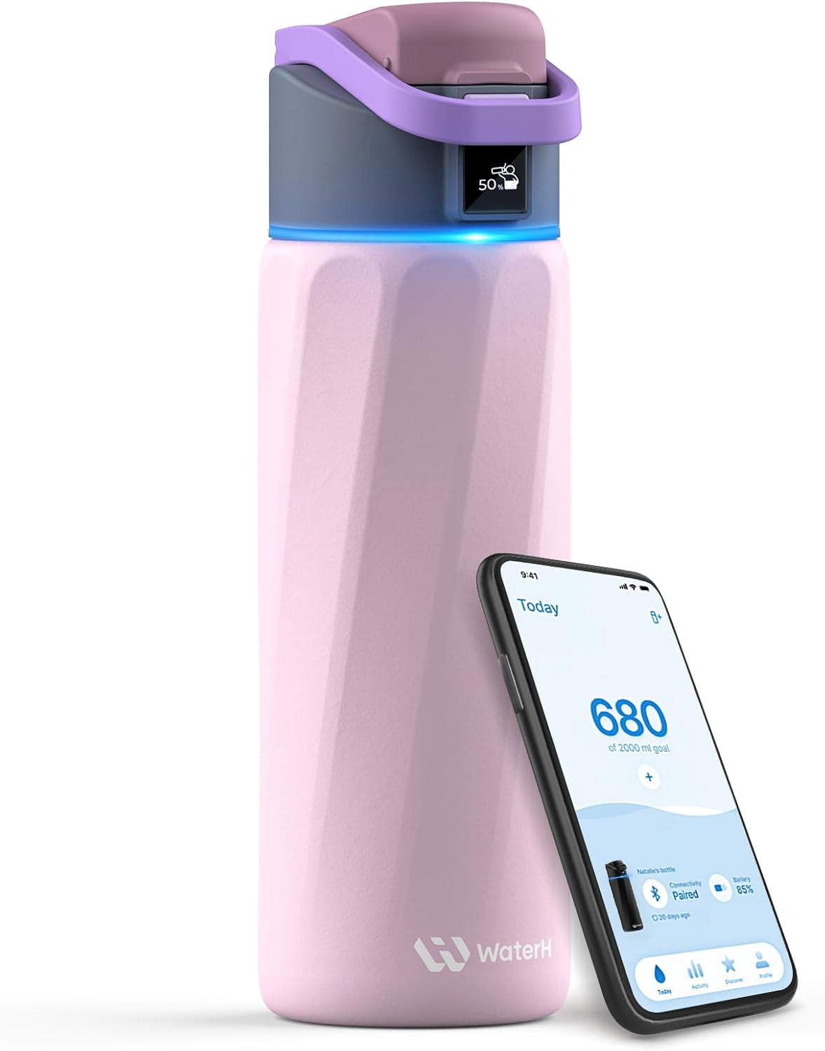 WaterH Boost 24 oz Pink Stainless Steel Smart Water Bottle