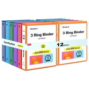 Comix 1 inch 3-Ring Binder, Round Ring, 200 Sheets Capacity, 12 Pack Assorted Color