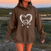 ZMFXJPE Fitted Hoodies for Women Pullover Hoodies Womens Fleece Sweatshirt Hoodie Womens Winter Sweaters for Women(Brown,S)